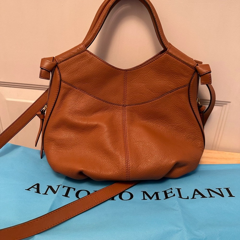 Antonio Melani Leather Satchel Crossbody - Picture 3 of 5